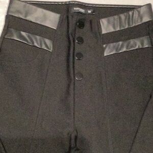 Black High-Waisted Pants with Button Detail